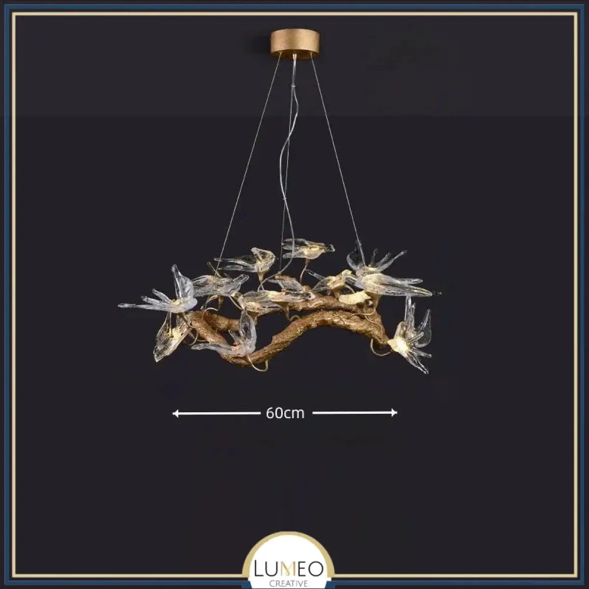 Lustre suspendu oiseaux en résine sculptée | Chic & sculptural Rond 60 cm / Blanc froid