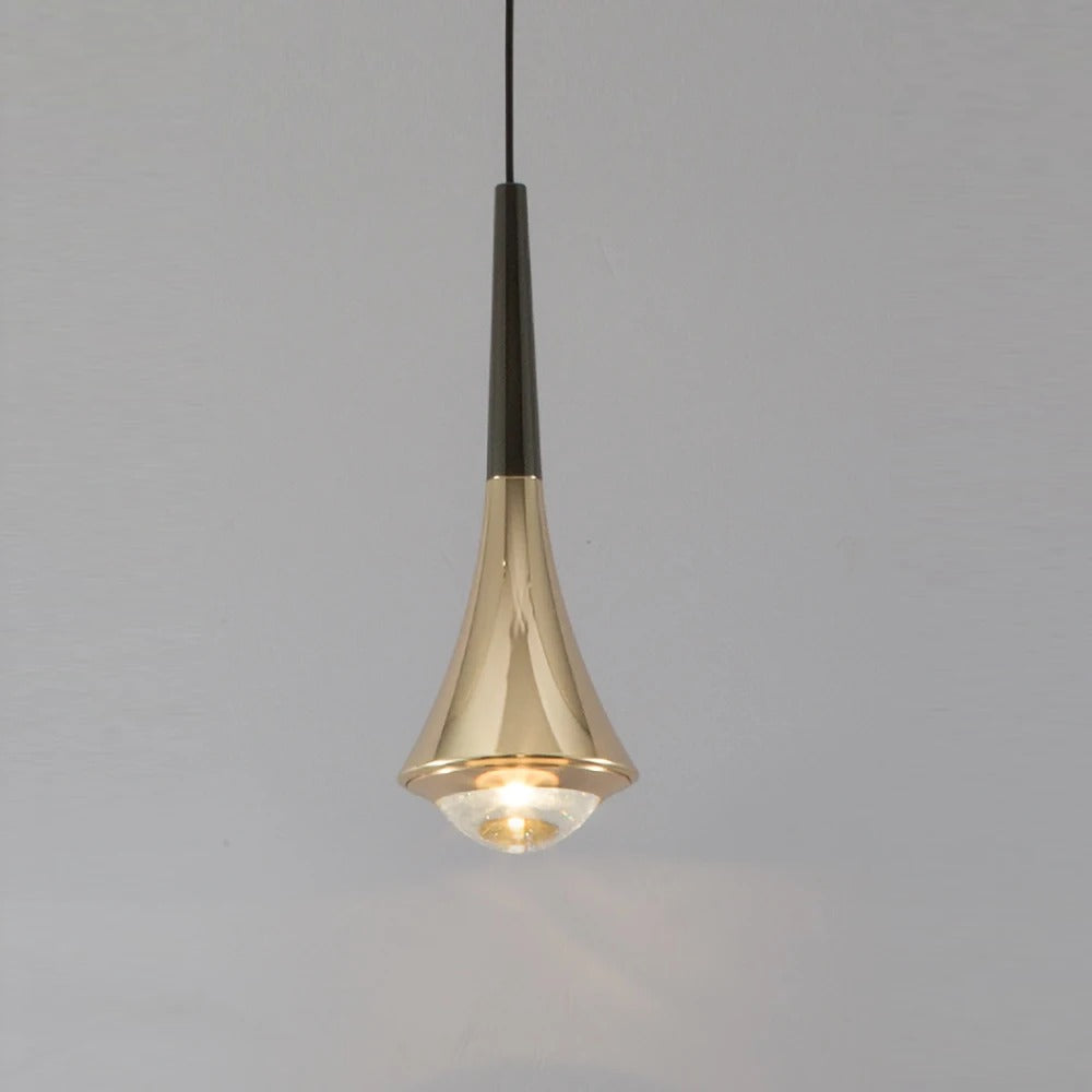 Suspension goutte noire et or | Luminaire suspendu pour éclairage ciblé et élégant Noir + Or / Blanc chaud