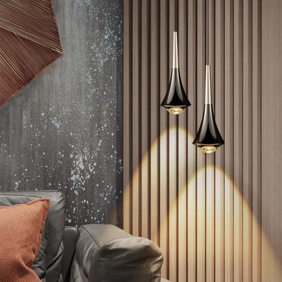 Suspension goutte noire et or | Luminaire suspendu pour éclairage ciblé et élégant