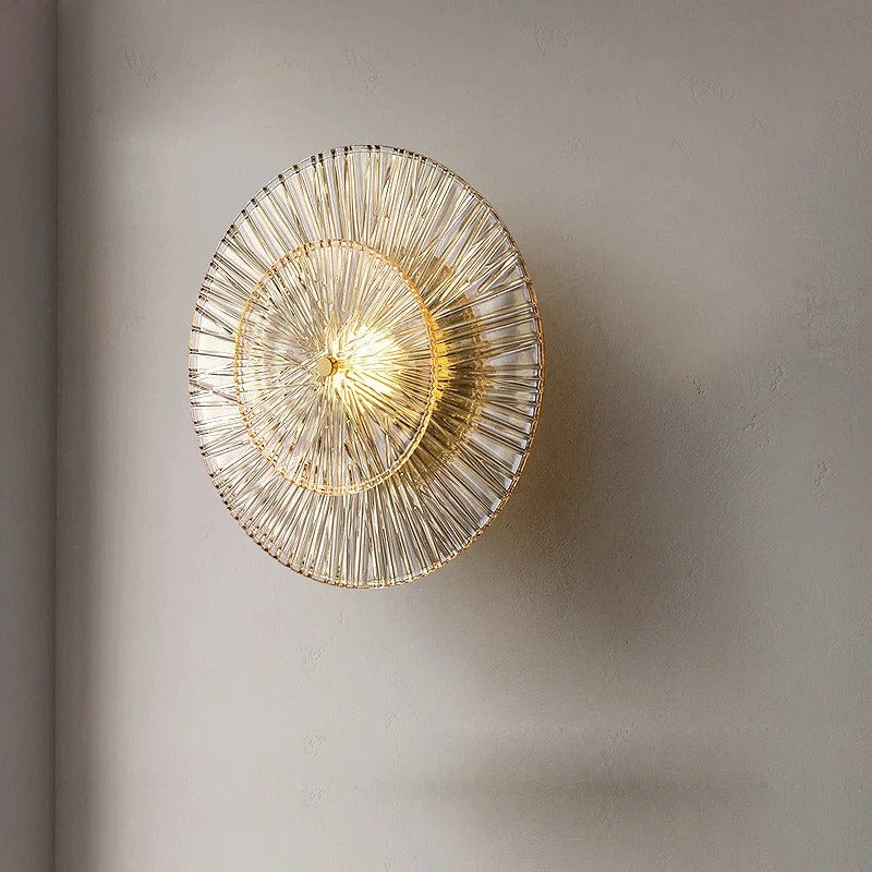 Applique murale ronde en verre rayonnant | Luminaire sculptural au style chic et raffiné