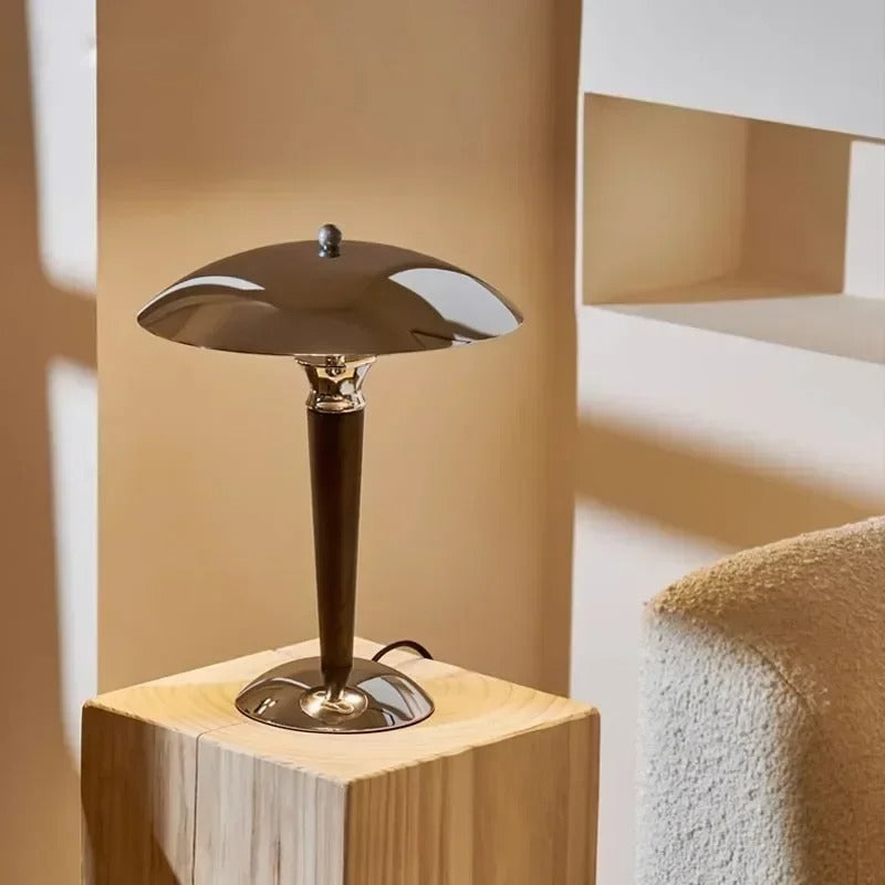 Lampe à poser design métal & bois | Style rétro chic