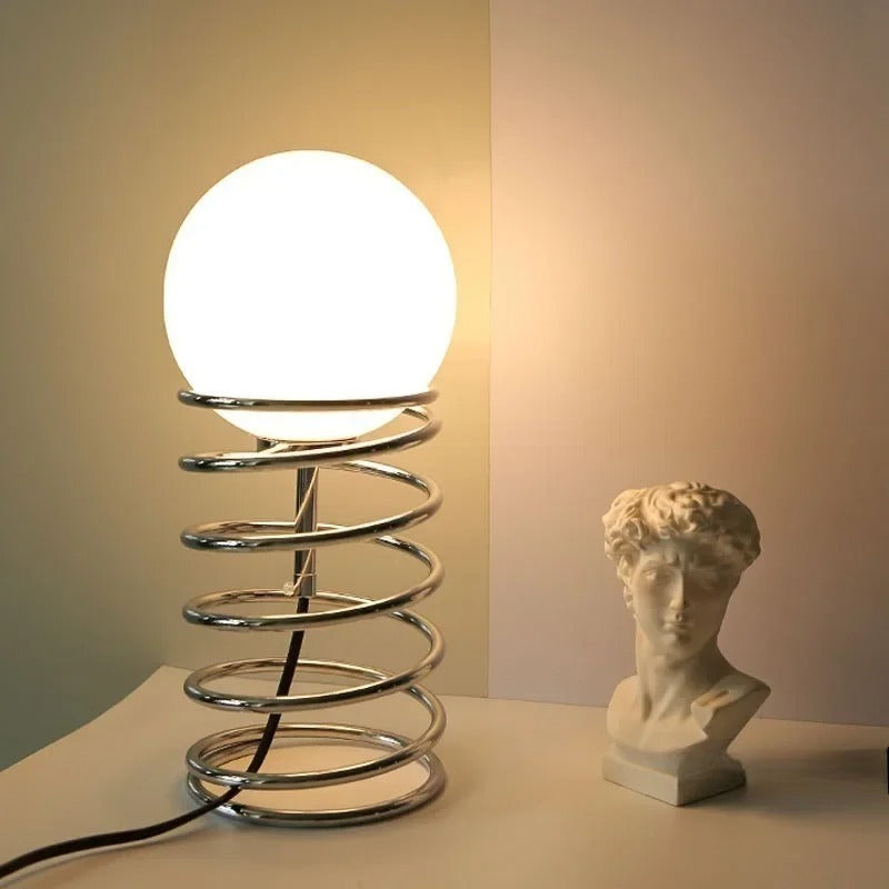 Lampe à poser design globe ressort | Élégance contemporaine A