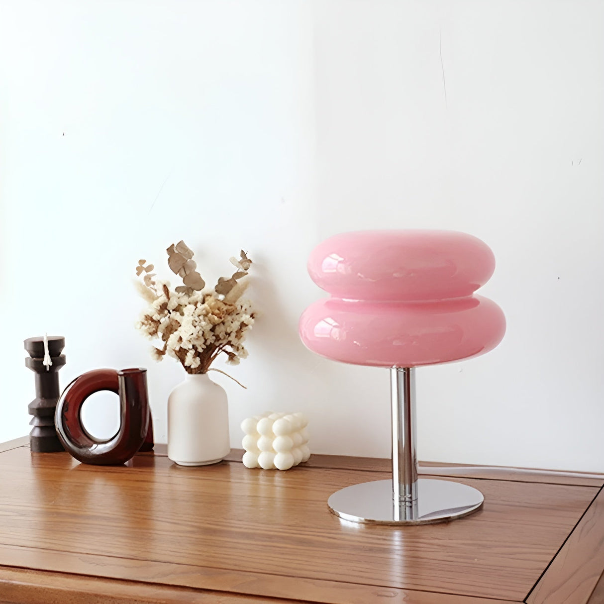 Lampe à poser en verre double diffuseur | Élégance vintage Rose