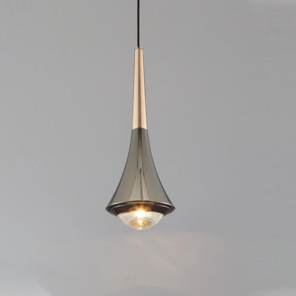 Suspension goutte noire et or | Luminaire suspendu pour éclairage ciblé et élégant Or + Noir / Blanc chaud
