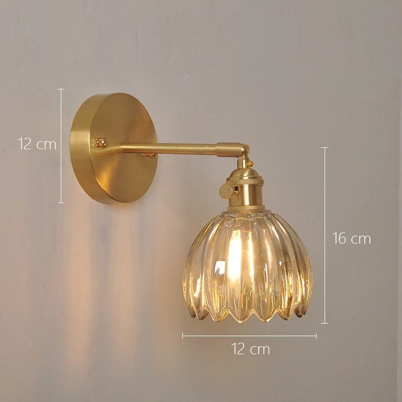 Applique murale vintage en verre nervuré | Luminaire suspendu ou fixe B Marron clair
