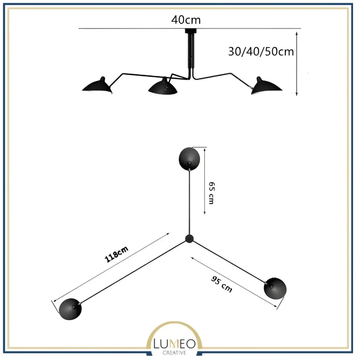 Plafonnier & Applique murale multi bras articulés | Style art nordique Noir / 3 têtes | Moyen / Blanc chaud