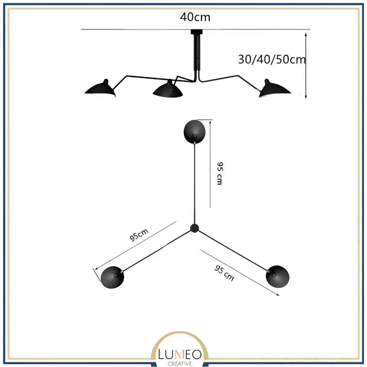 Plafonnier & Applique murale multi bras articulés | Style art nordique Noir / 3 têtes | Petit / Blanc chaud
