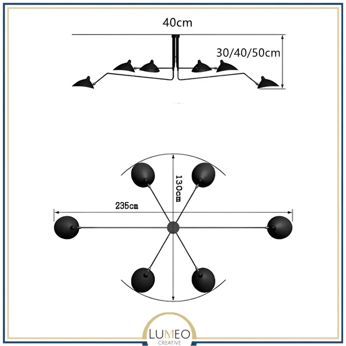 Plafonnier & Applique murale multi bras articulés | Style art nordique Noir / 6 têtes | Moyen / Blanc chaud