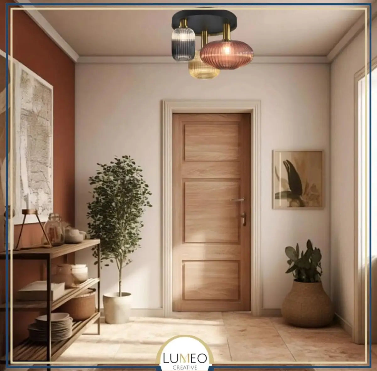 Plafonnier en verre vintage entrée