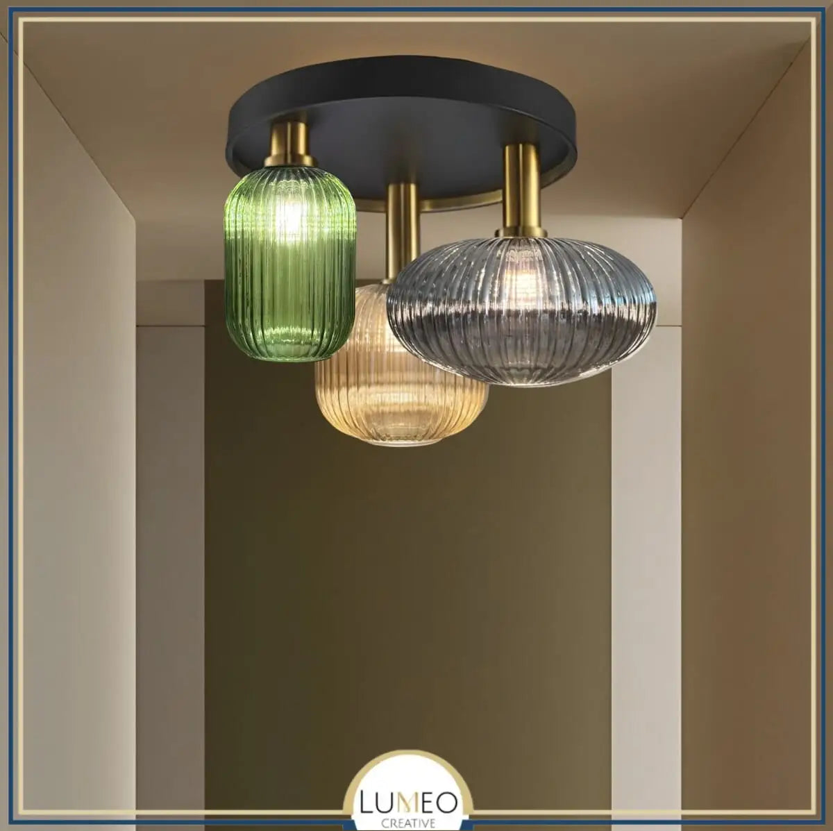 Plafonnier en verre vintage CRISTALI | 3 luminaires à personnaliser