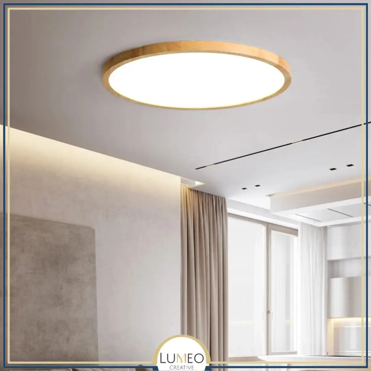 Plafonnier LED bois extra fin | Design épuré et minimaliste 30 cm / Bois clair