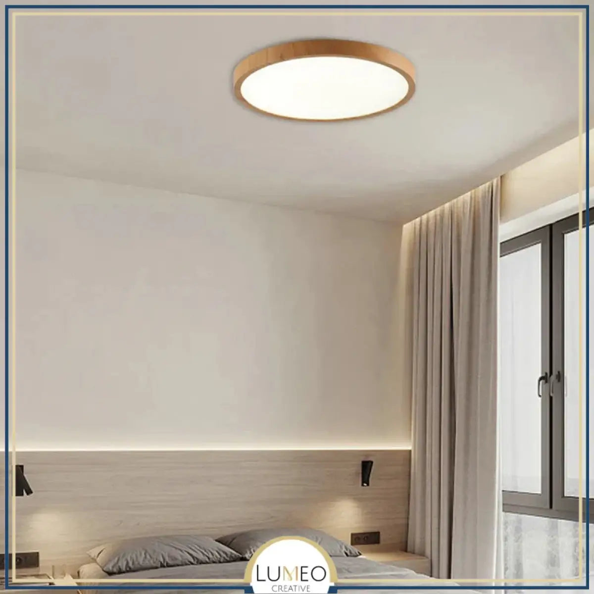 Plafonnier LED bois extra fin | Design épuré et minimaliste