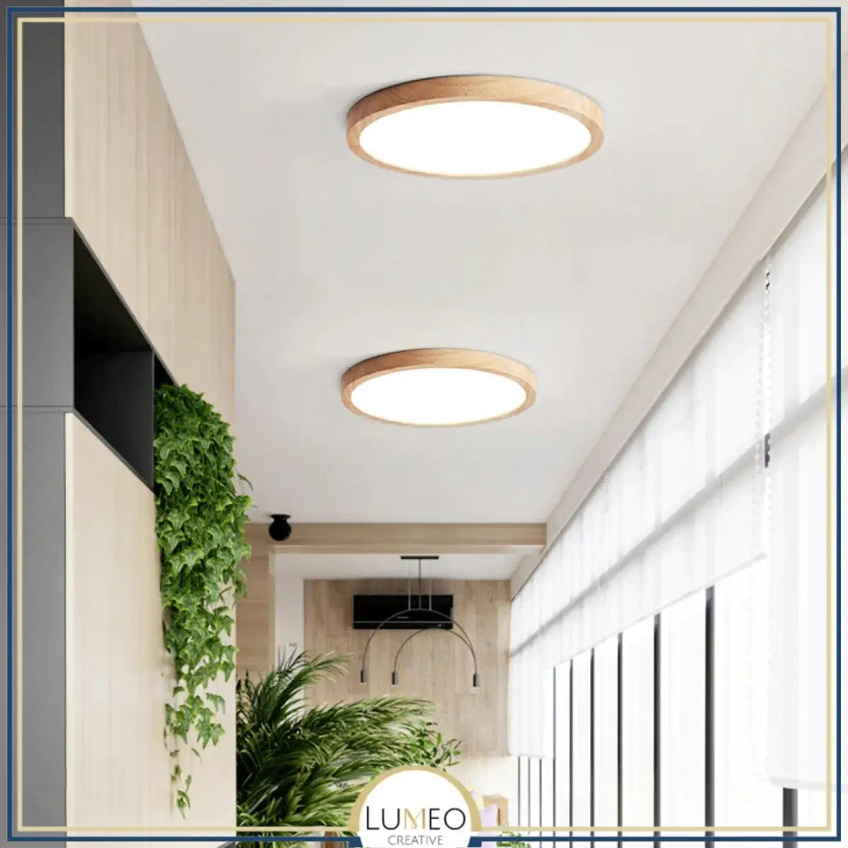 Plafonnier LED bois extra fin | Design épuré et minimaliste