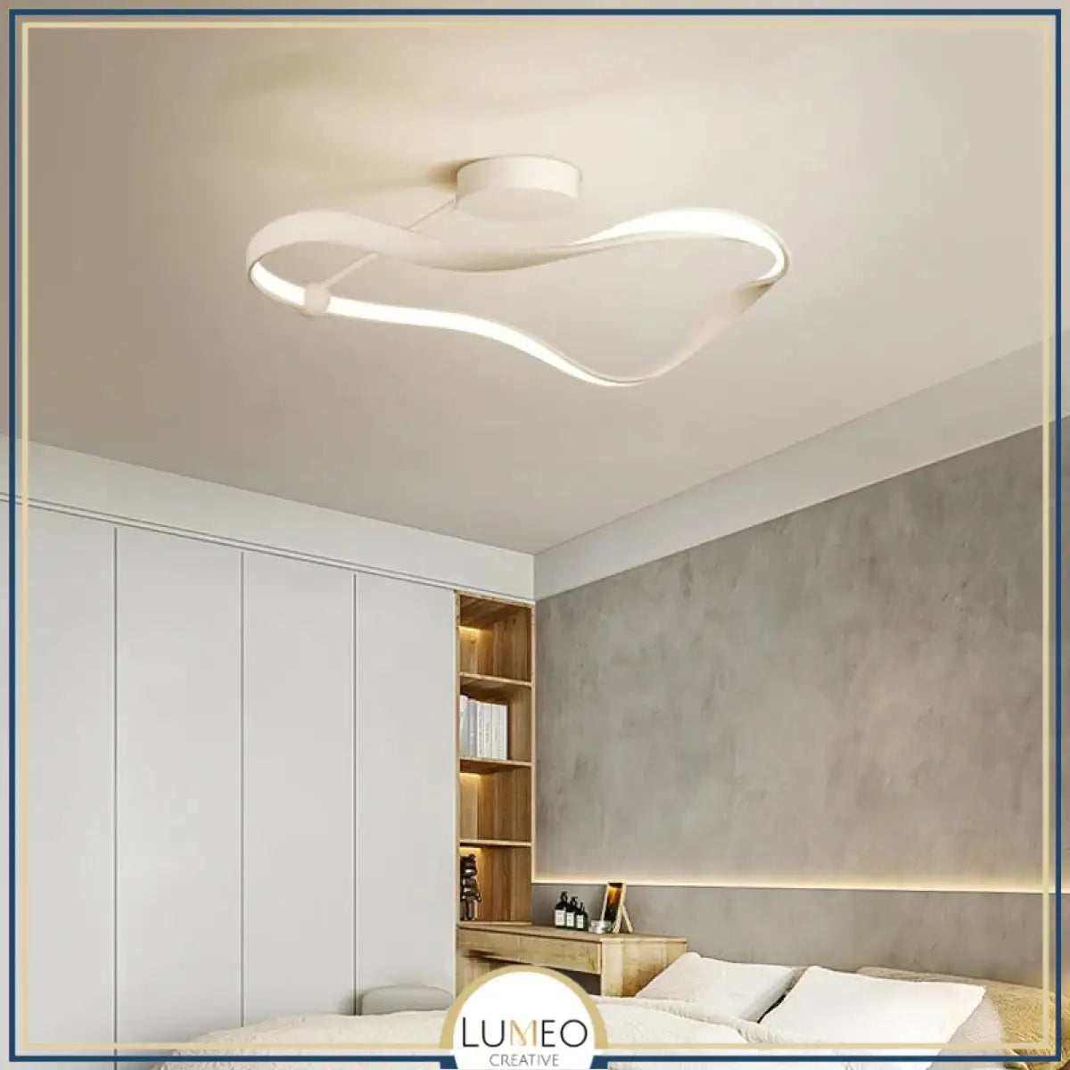 Plafonnier LED design ondulé | Noir blanc ou doré