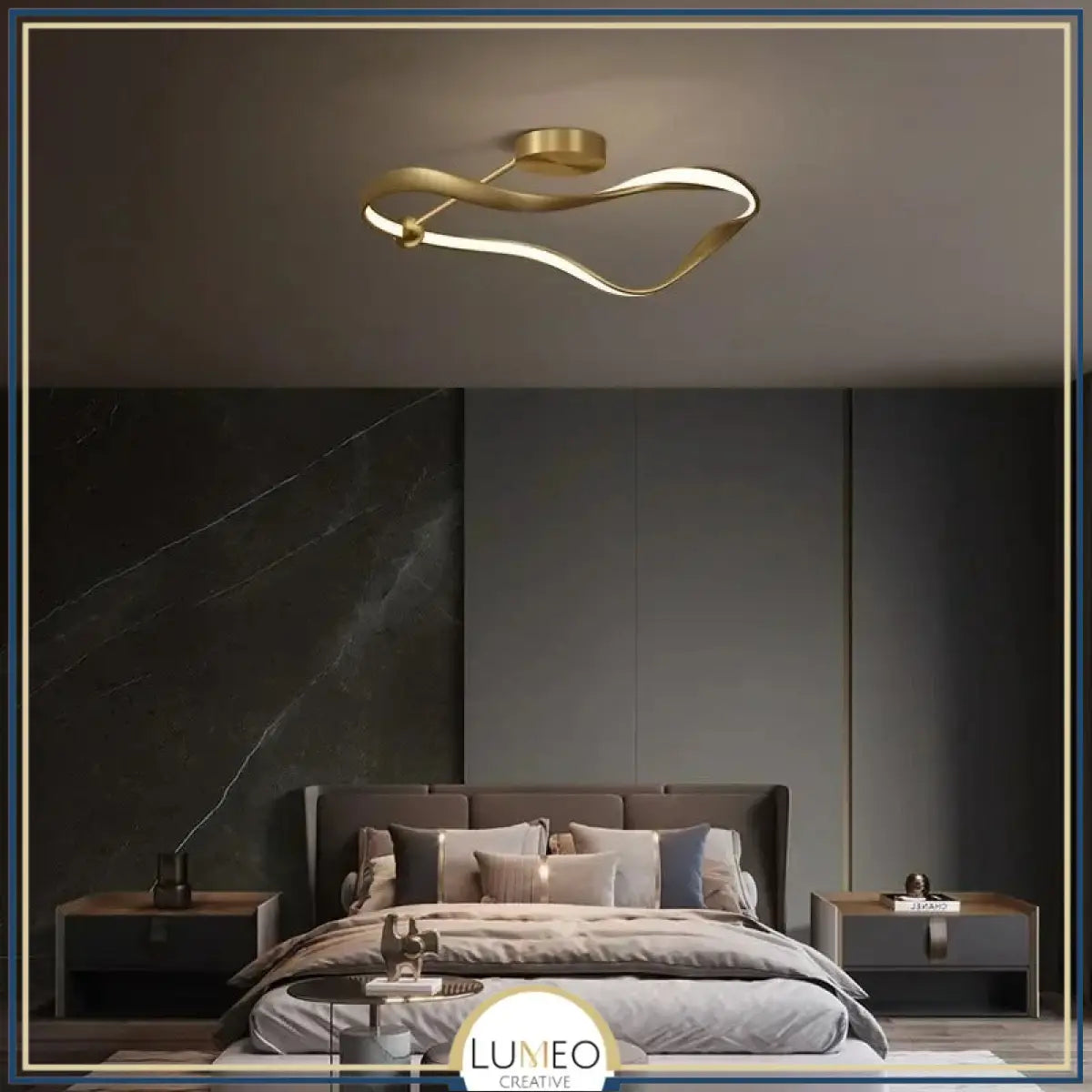 Plafonnier LED design ondulé | Noir blanc ou doré