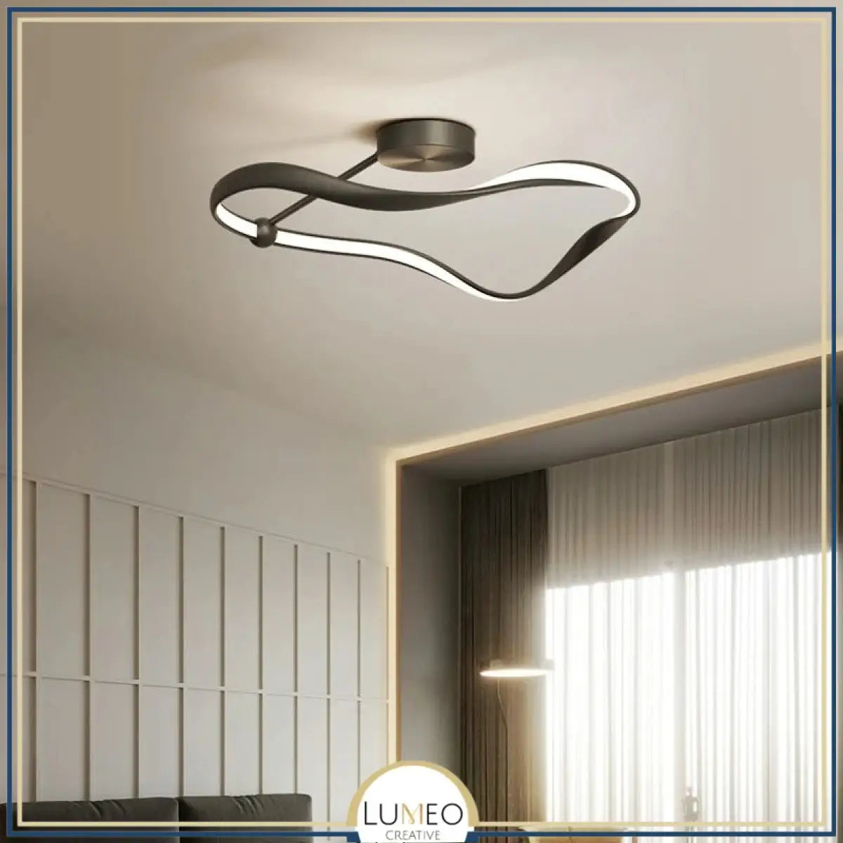 Plafonnier LED design ondulé | Noir blanc ou doré