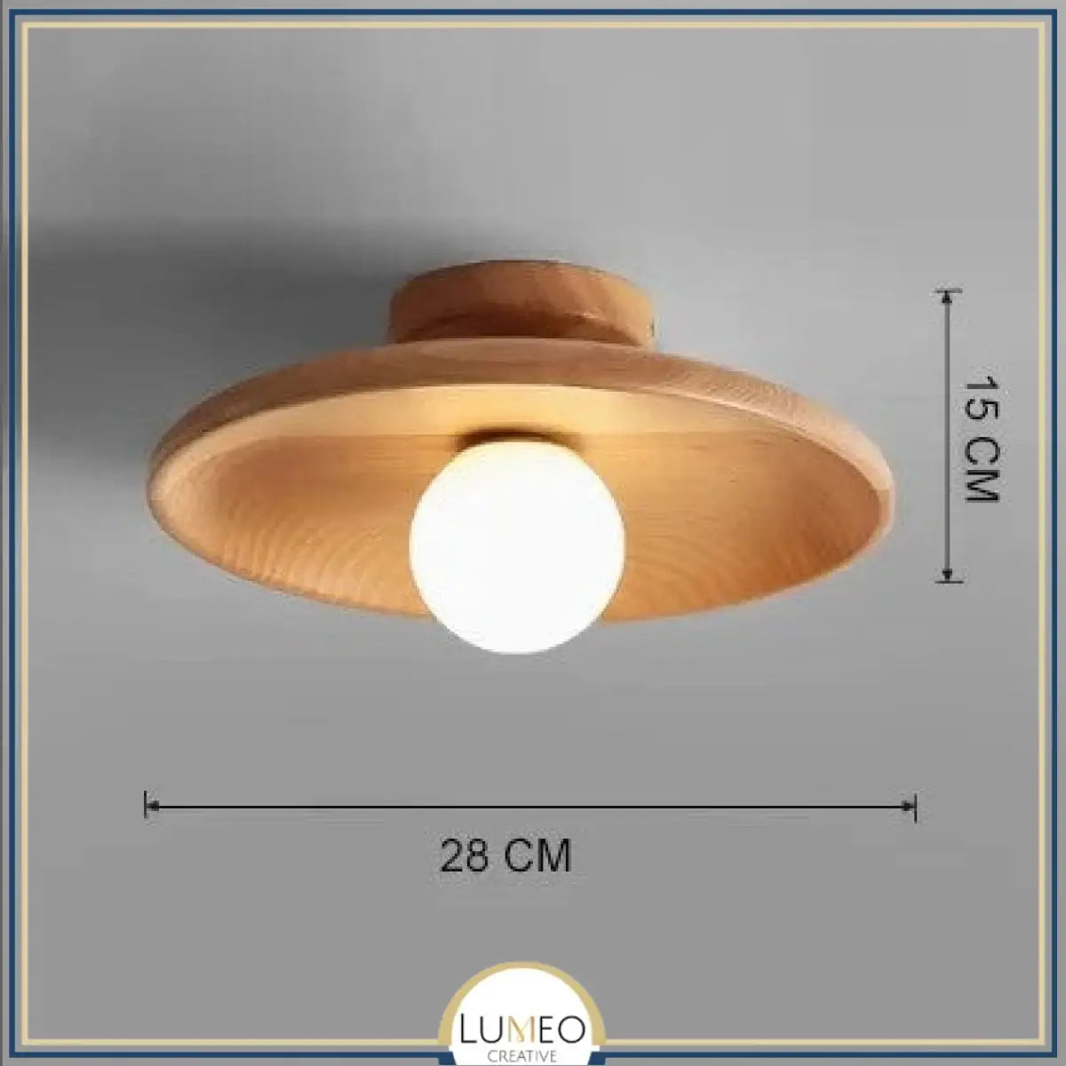 Plafonnier rond en bois naturel avec globe en verre | Design japandi