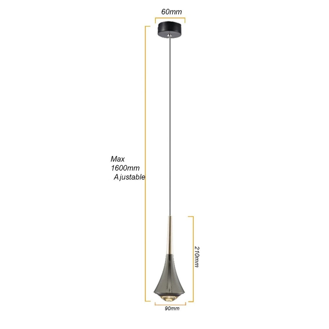 Suspension goutte noire et or | Luminaire suspendu pour éclairage ciblé et élégant