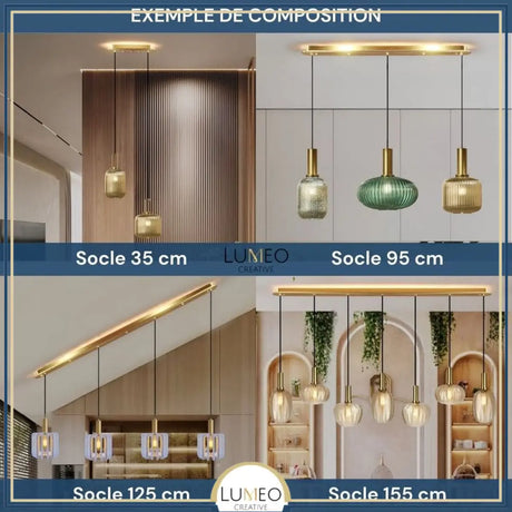 Socle de plafond rectangulaire or luminaire suspendu