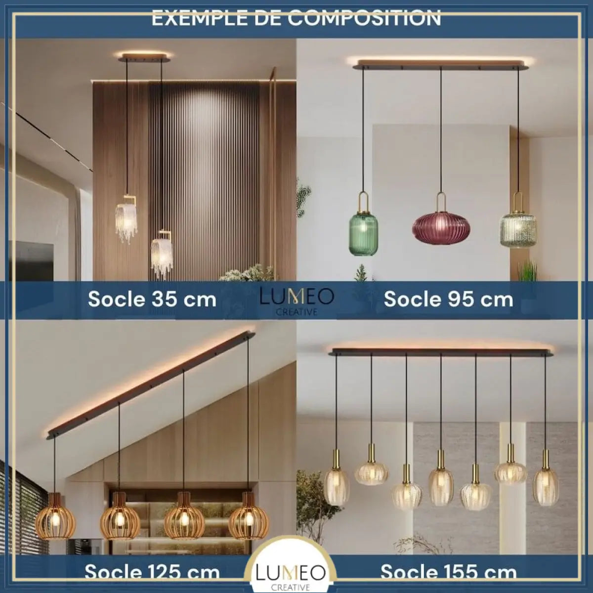 Socle de plafond rectangulaire noir luminaire suspendu