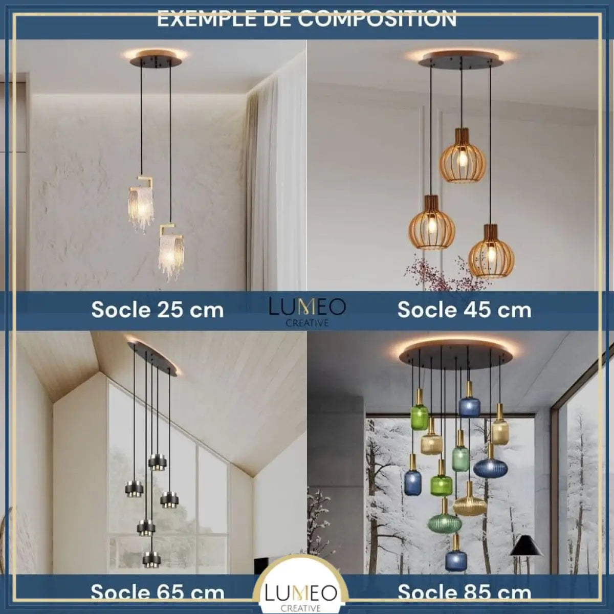 socle de plafond rond noir suspension