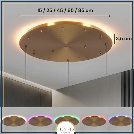 Socle de plafond rond pour suspensions multiples , LED, or ou noir