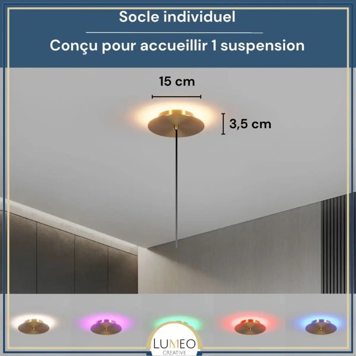 Socle de plafond rond pour suspensions multiples