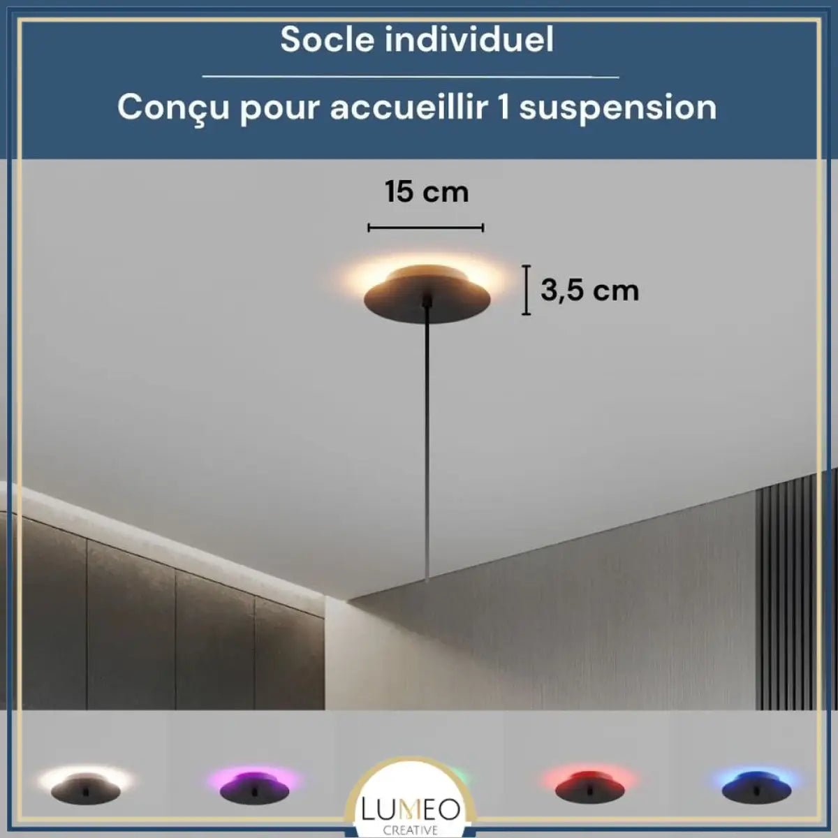 Socle de plafond rond pour suspensions multiples