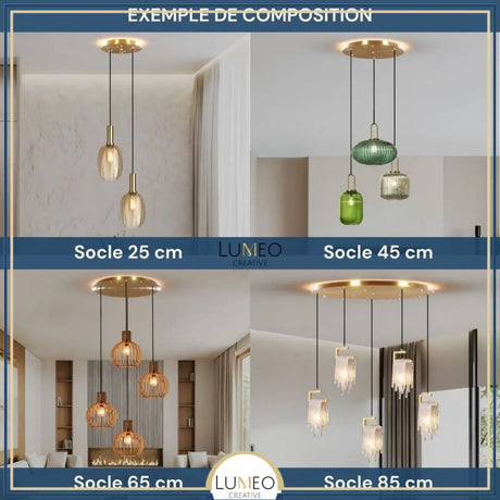 socle de plafond rond or suspension