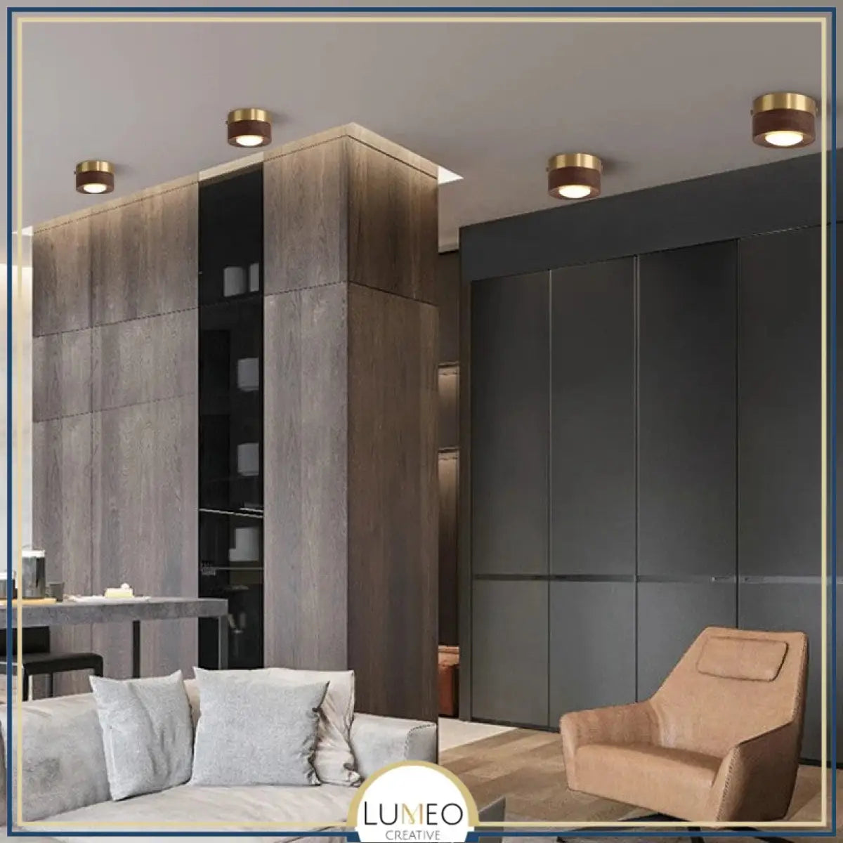 Spot LED bois massif | Éclairage plafond raffiné et naturel