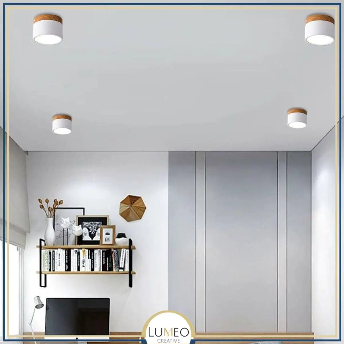 Spot LED décor bois | Éclairage design pour plafond moderne