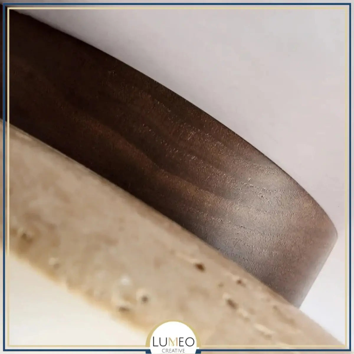 Spot plafond en travertin & bois | Élégance minérale naturelle