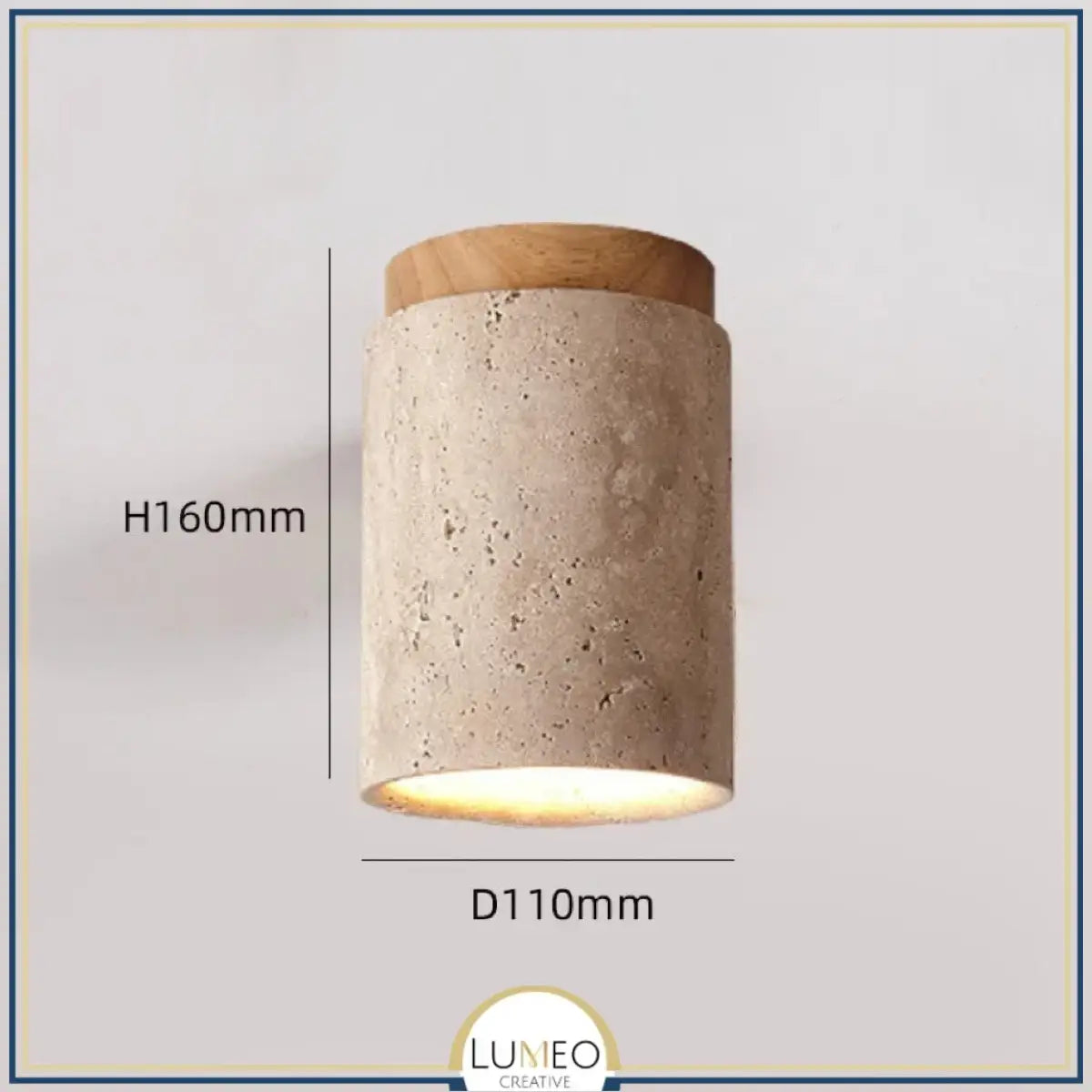 Spot plafond en travertin & bois | Élégance minérale naturelle