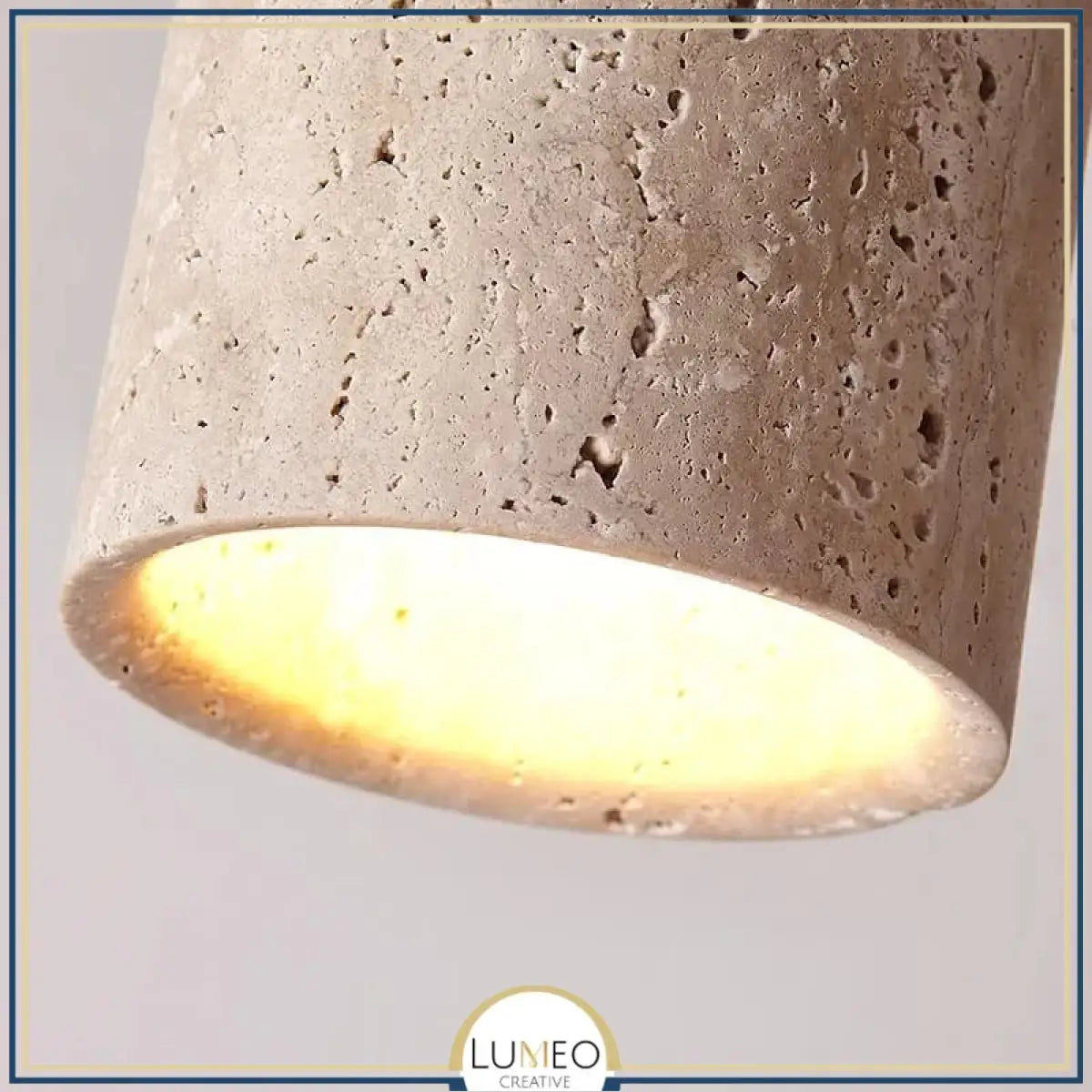 Spot plafond en travertin & bois | Élégance minérale naturelle