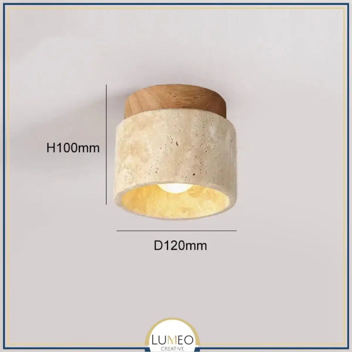 Spot plafond en travertin & bois | Élégance minérale naturelle