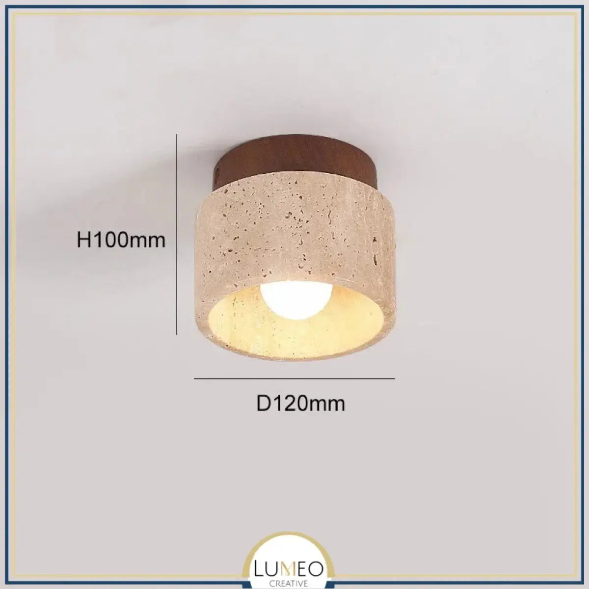 Spot plafond en travertin & bois | Élégance minérale naturelle A / Bois clair / Blanc chaud