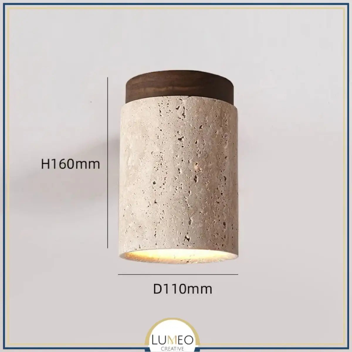 Spot plafond en travertin & bois | Élégance minérale naturelle B / Bois clair / Blanc chaud