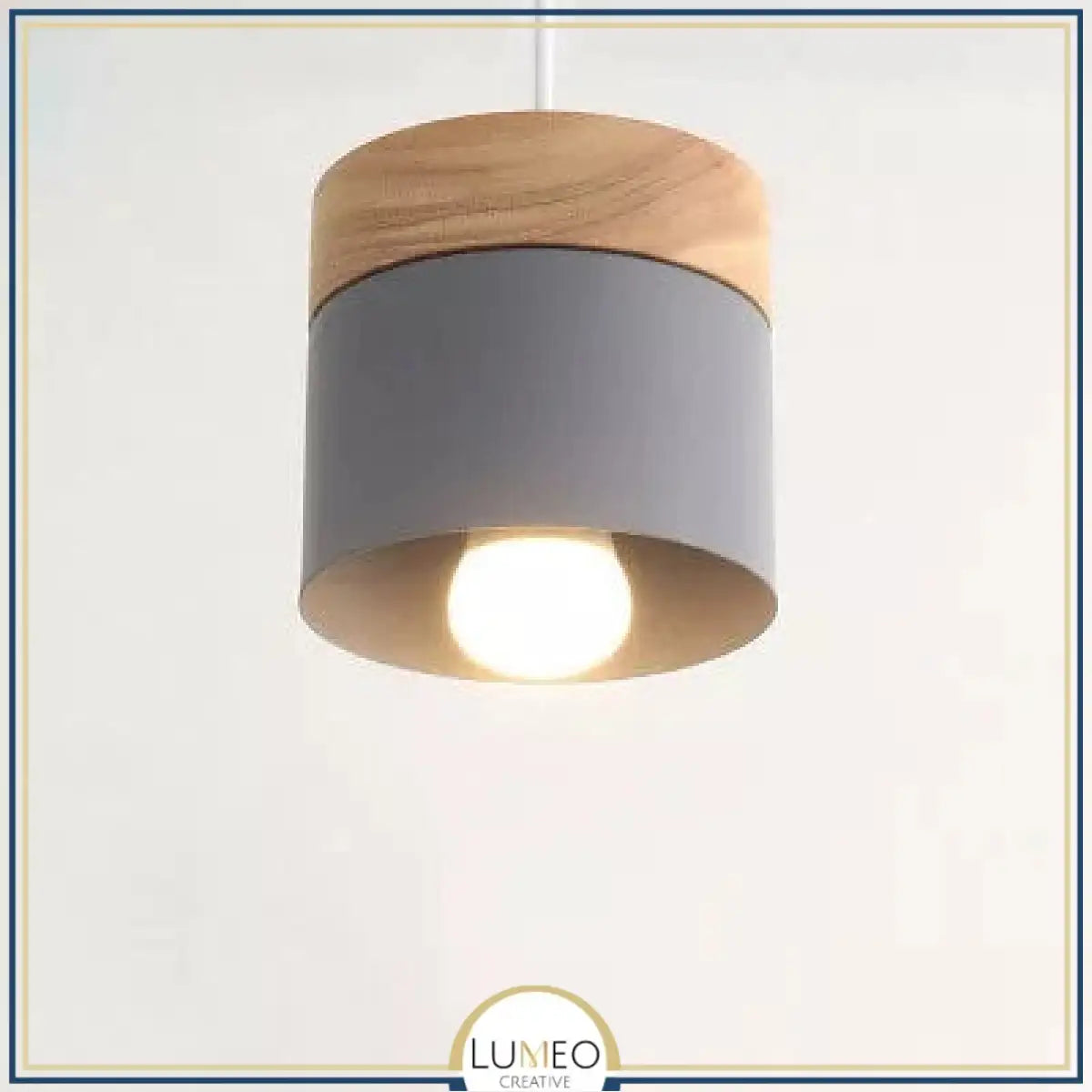 Suspension bois et métal coloré style nordique Gris