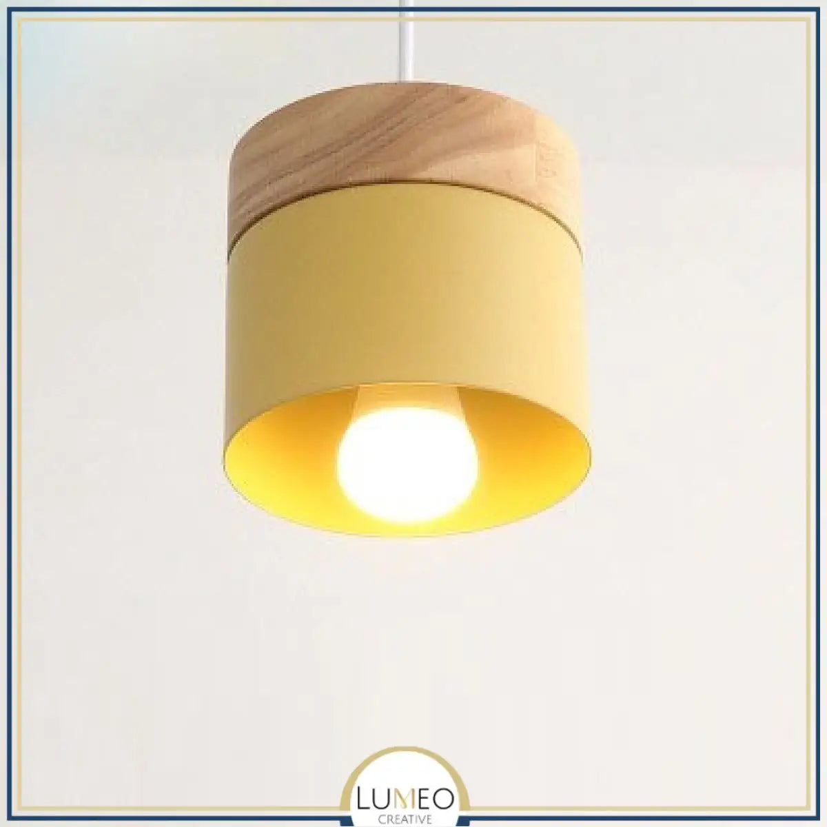 Suspension bois et métal coloré style nordique Jaune