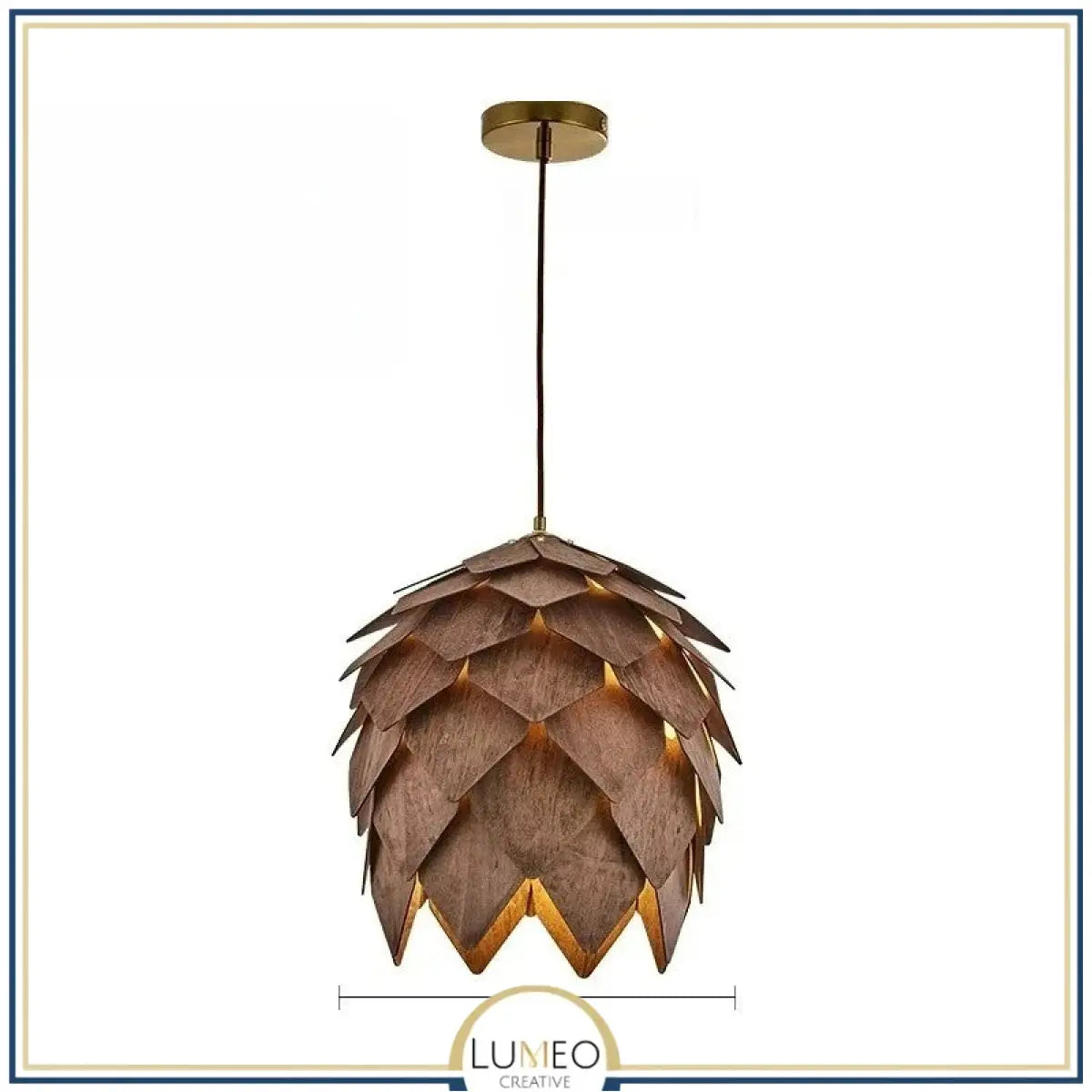Suspension bois sculpté en forme de pomme de pin | Chic & naturel 25 cm / Marron foncé