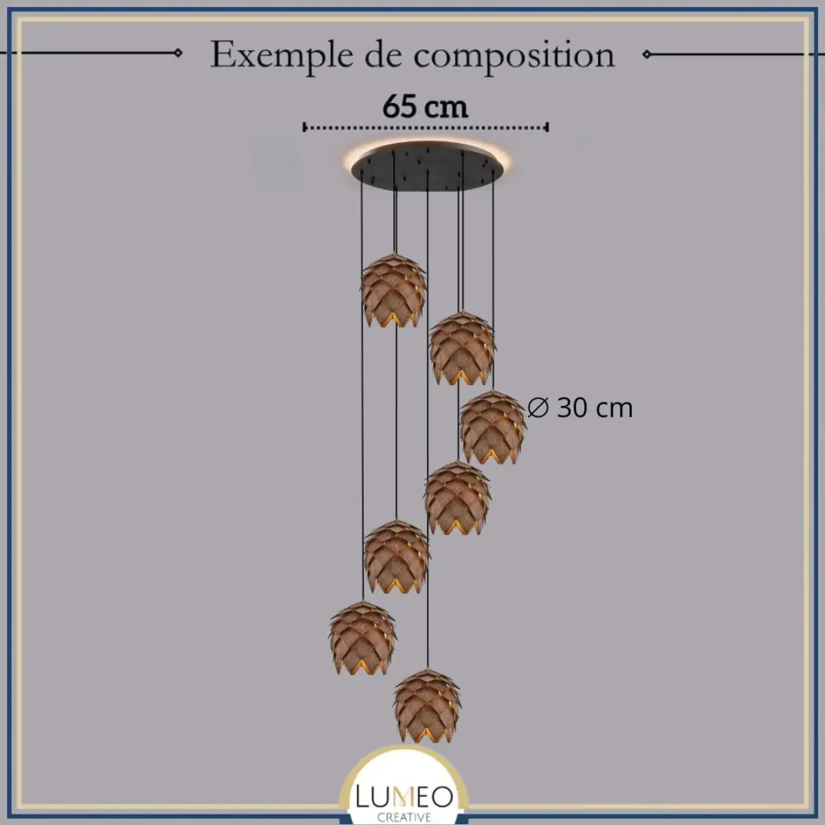 Suspension bois sculpté en forme de pomme de pin | Chic & naturel