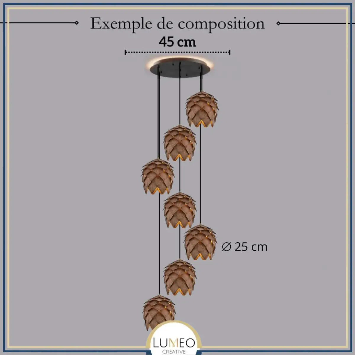Suspension bois sculpté en forme de pomme de pin | Chic & naturel