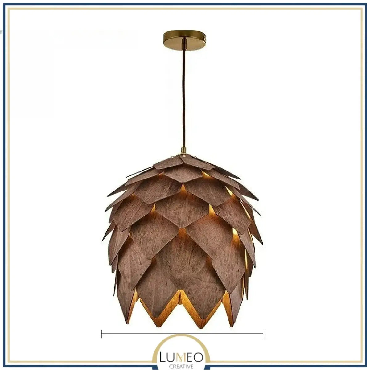 Suspension bois sculpté en forme de pomme de pin | Chic & naturel 40 cm / Marron foncé