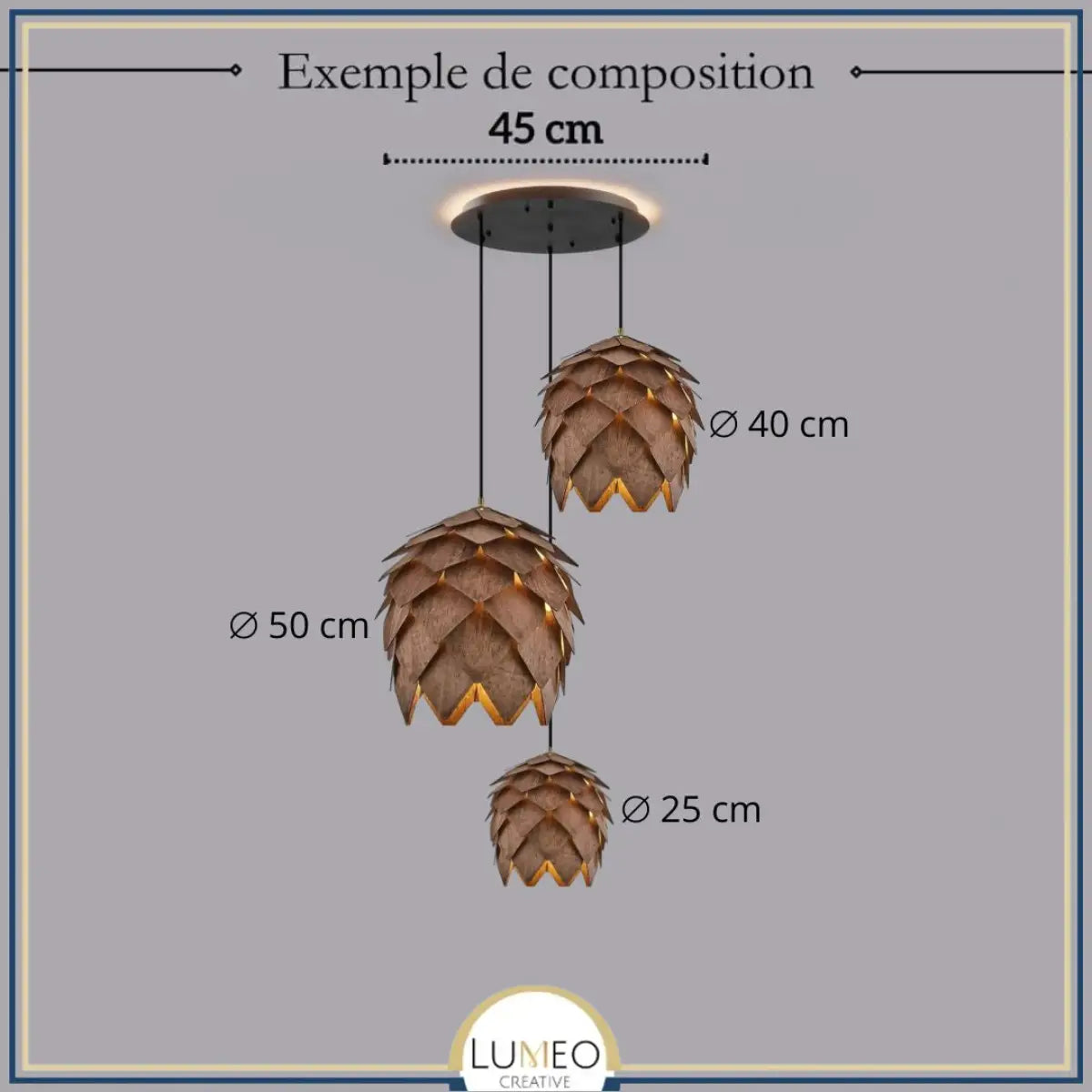 Suspension bois sculpté en forme de pomme de pin | Chic & naturel
