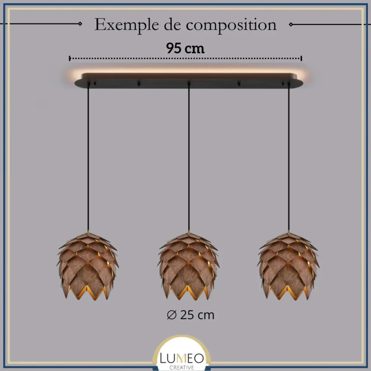Suspension bois sculpté en forme de pomme de pin | Chic & naturel