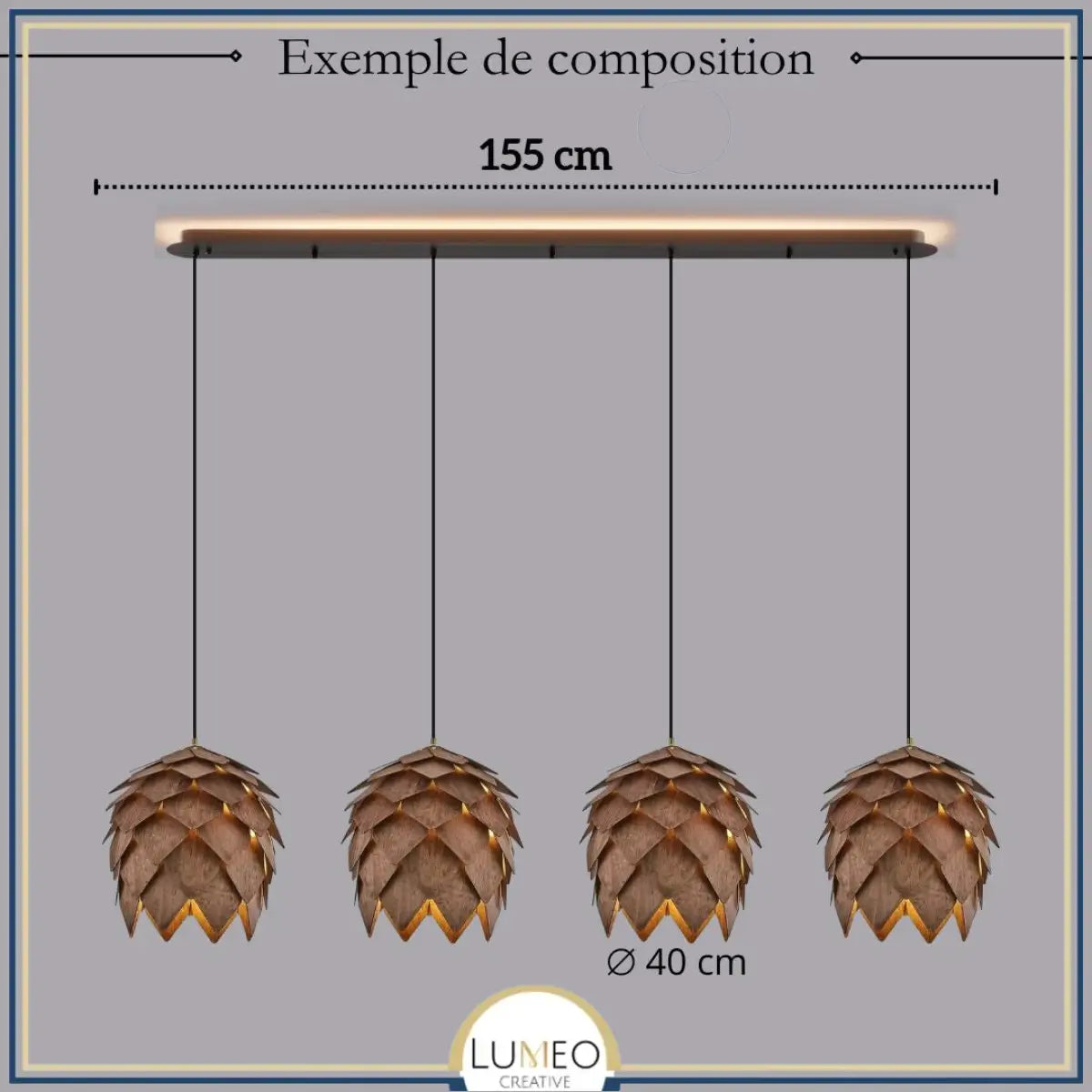 Suspension bois sculpté en forme de pomme de pin | Chic & naturel