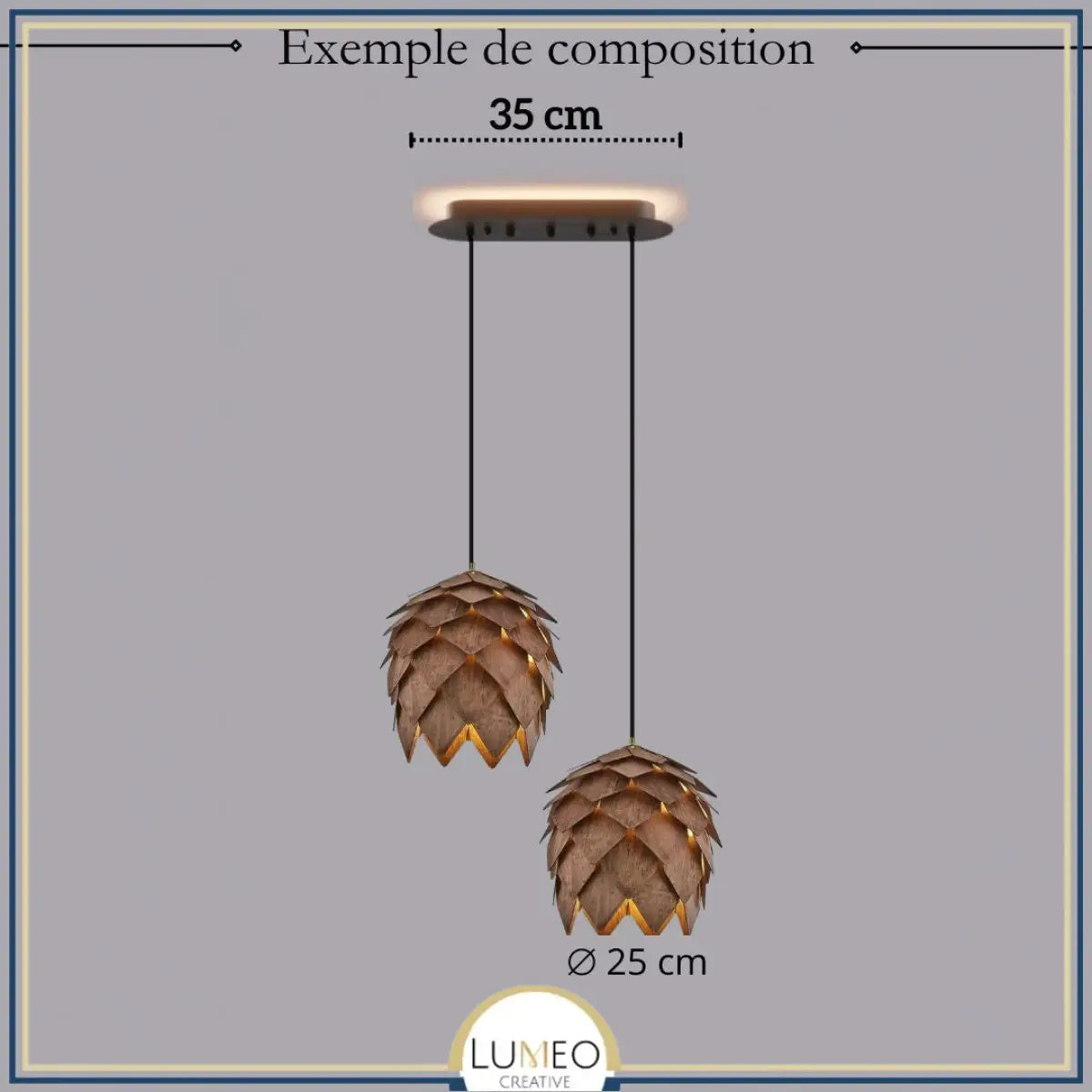 Suspension bois sculpté en forme de pomme de pin | Chic & naturel