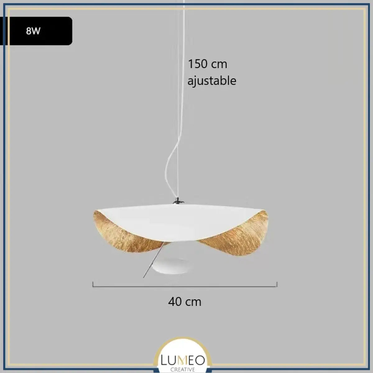 Suspension chic au design moderne | Noir & or ou blanche & or 40 cm Blanc et Or / Blanc chaud