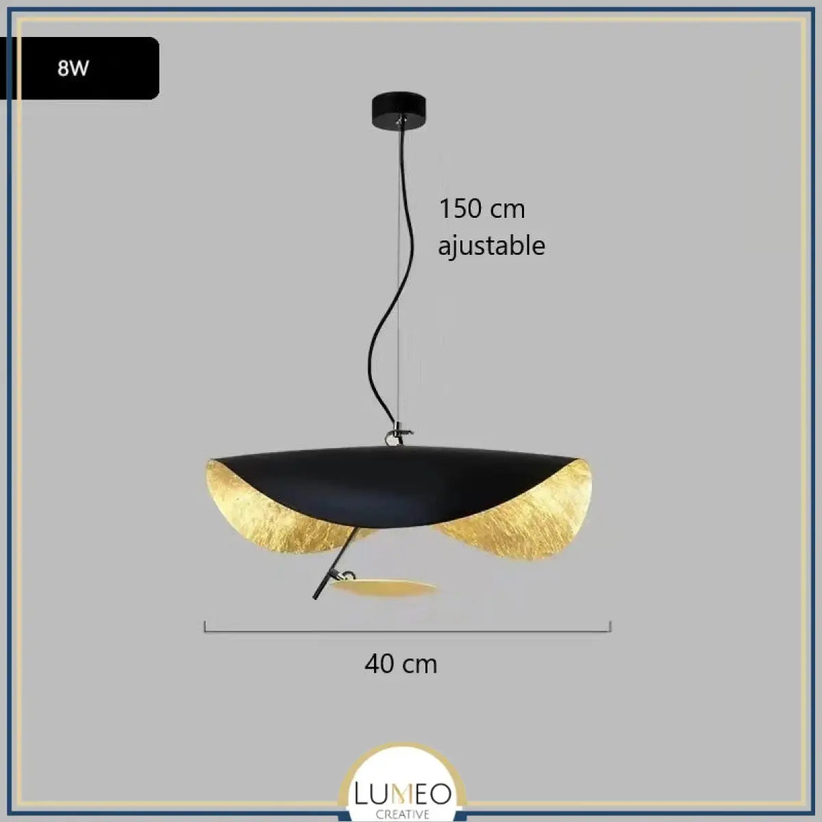 Suspension chic au design moderne | Noir & or ou blanche & or 40 cm Noir et Or / Blanc froid