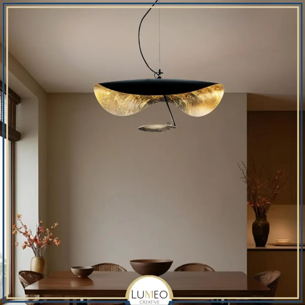 Suspension chic au design moderne | Noir & or ou blanche & or